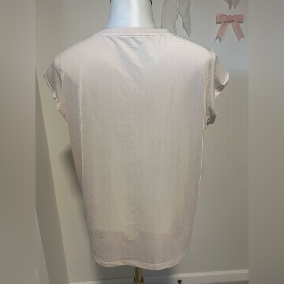 ZYIA Silk Pearl/Cream Elegant Women's Short Sleeve Top - Picture 4 of 5